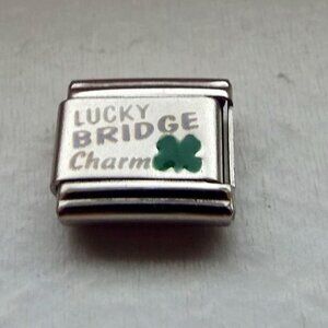 Lucky Bridge charm laser 9mm stainless steel Italian charm bracelet link new